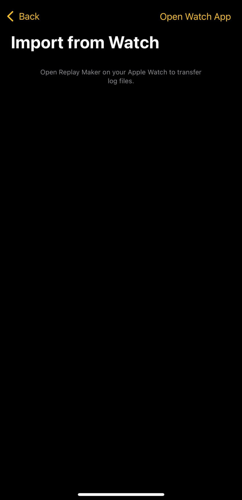 Screen when the watch app isn’t open during import.